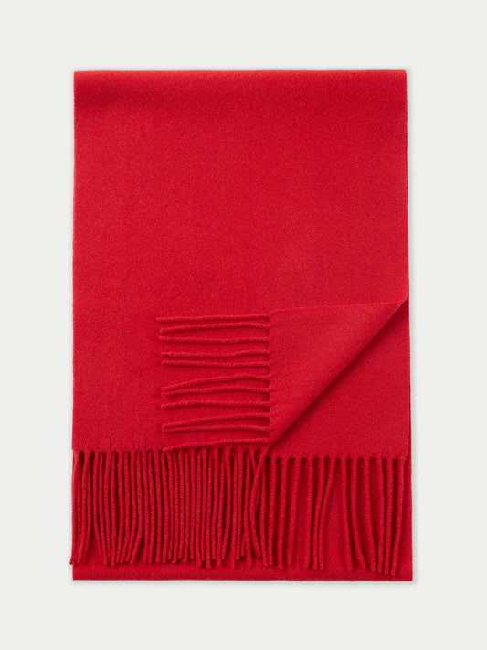 Unisex Cashmere Fringed Scarf Red - Gobi Cashmere