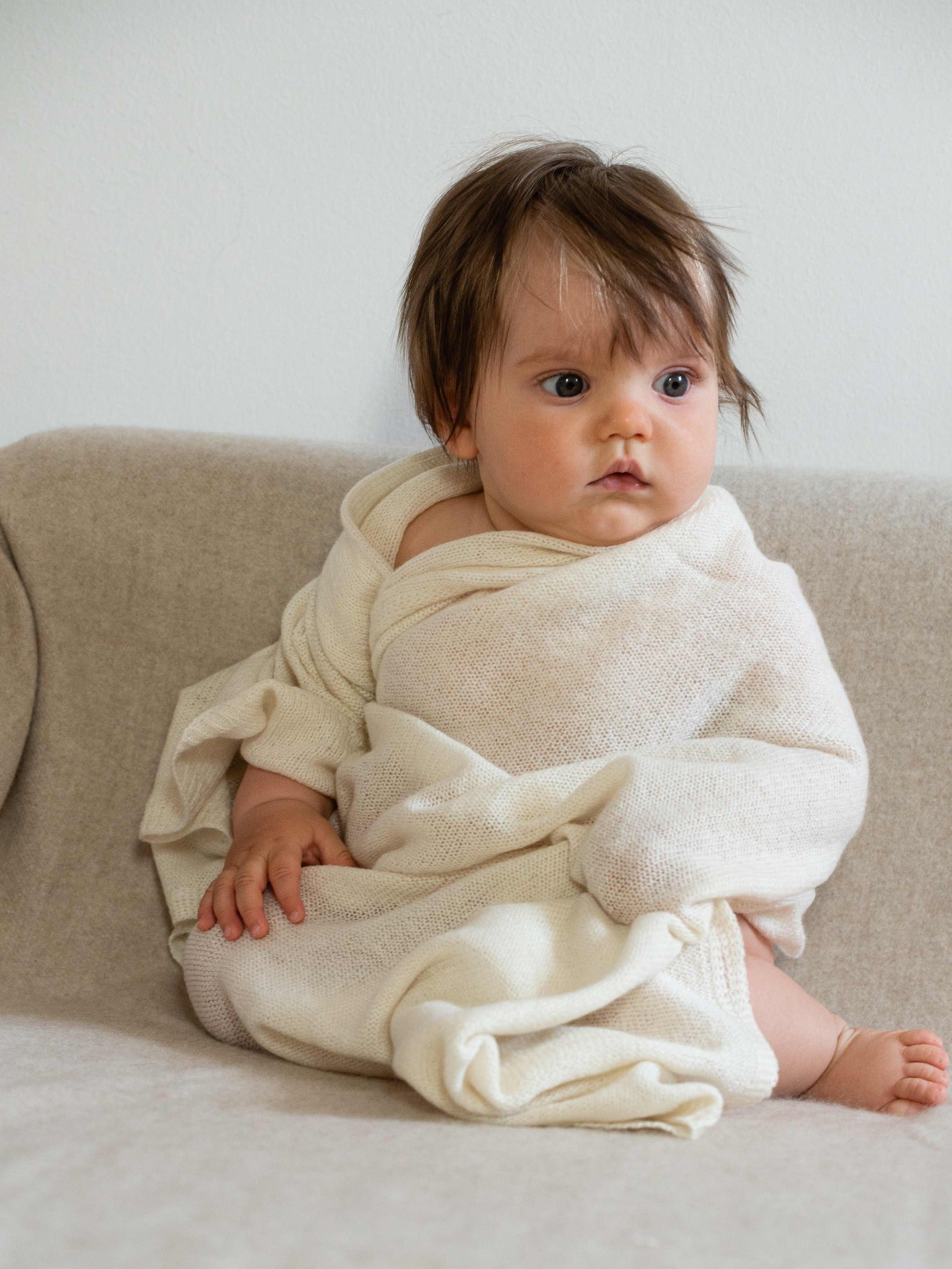 Cashmere Jersey Baby Blanket Off White - Gobi Cashmere