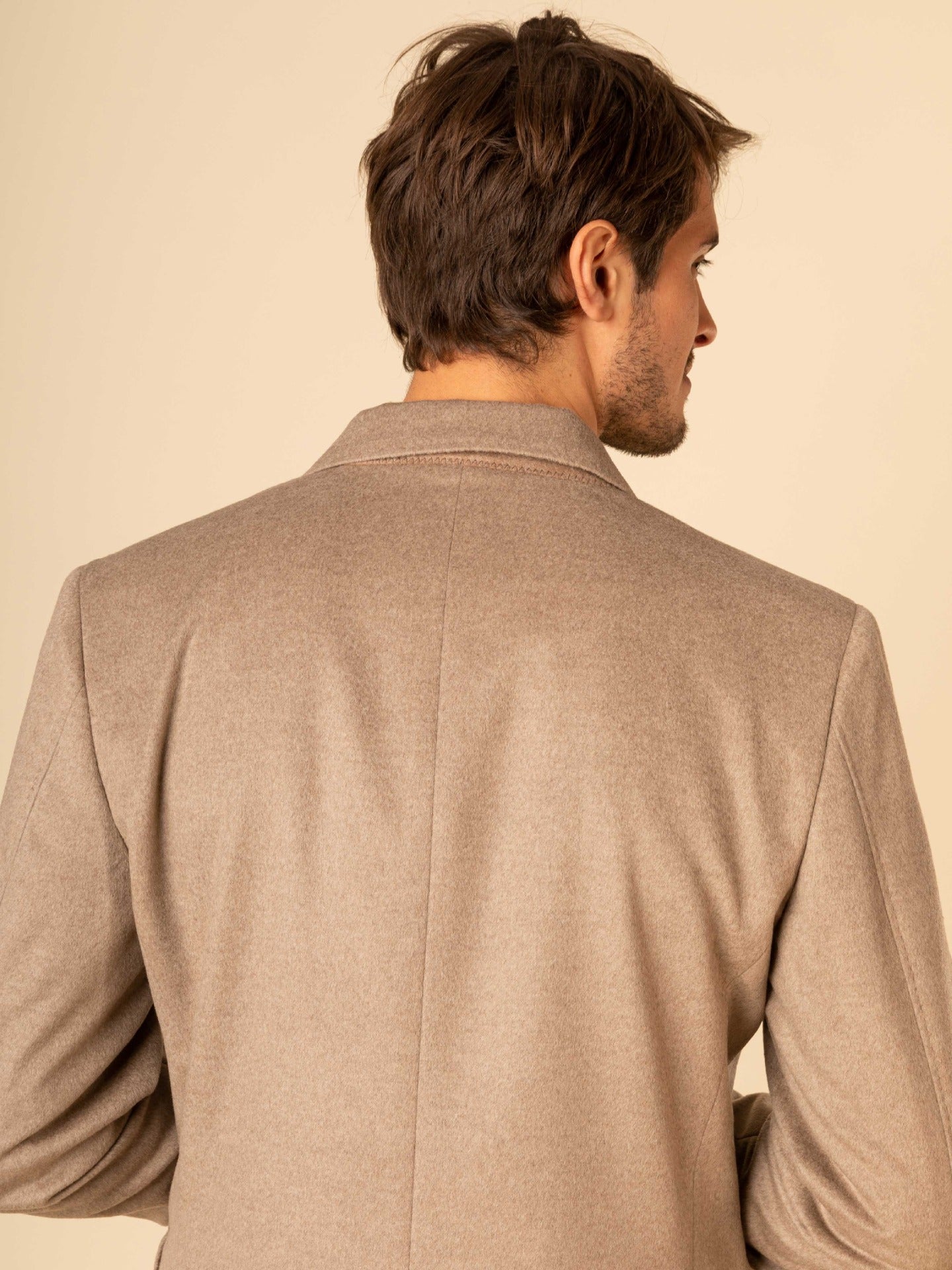 Men's Cashmere Classic Lapel Coat Taupe - Gobi Cashmere