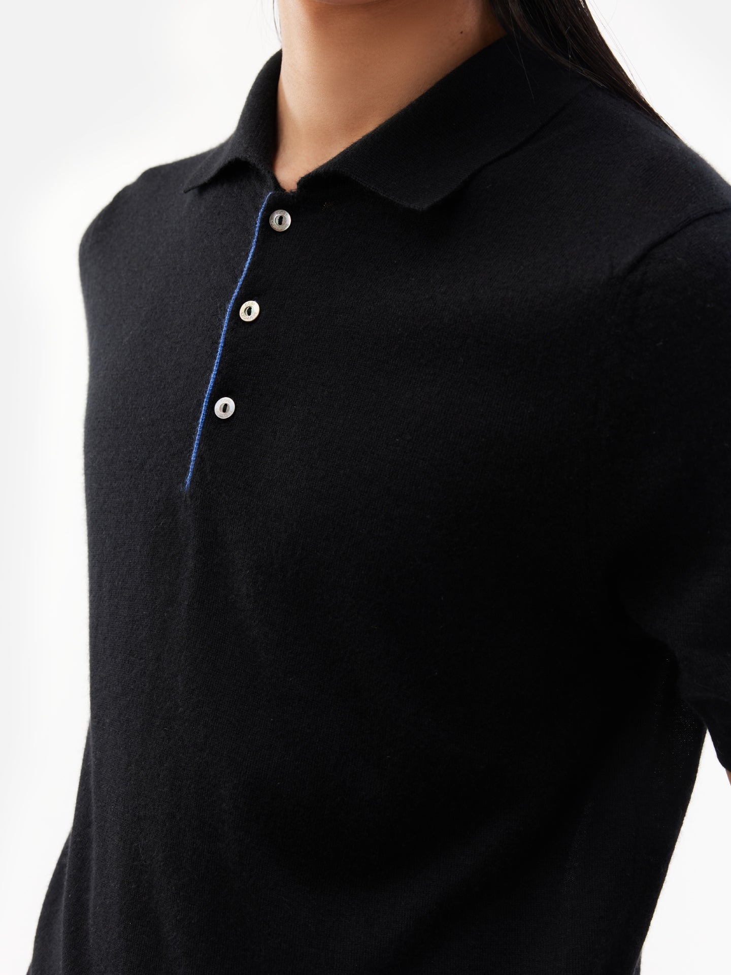 Men's Cashmere Polo Shirt Black - Gobi Cashmere