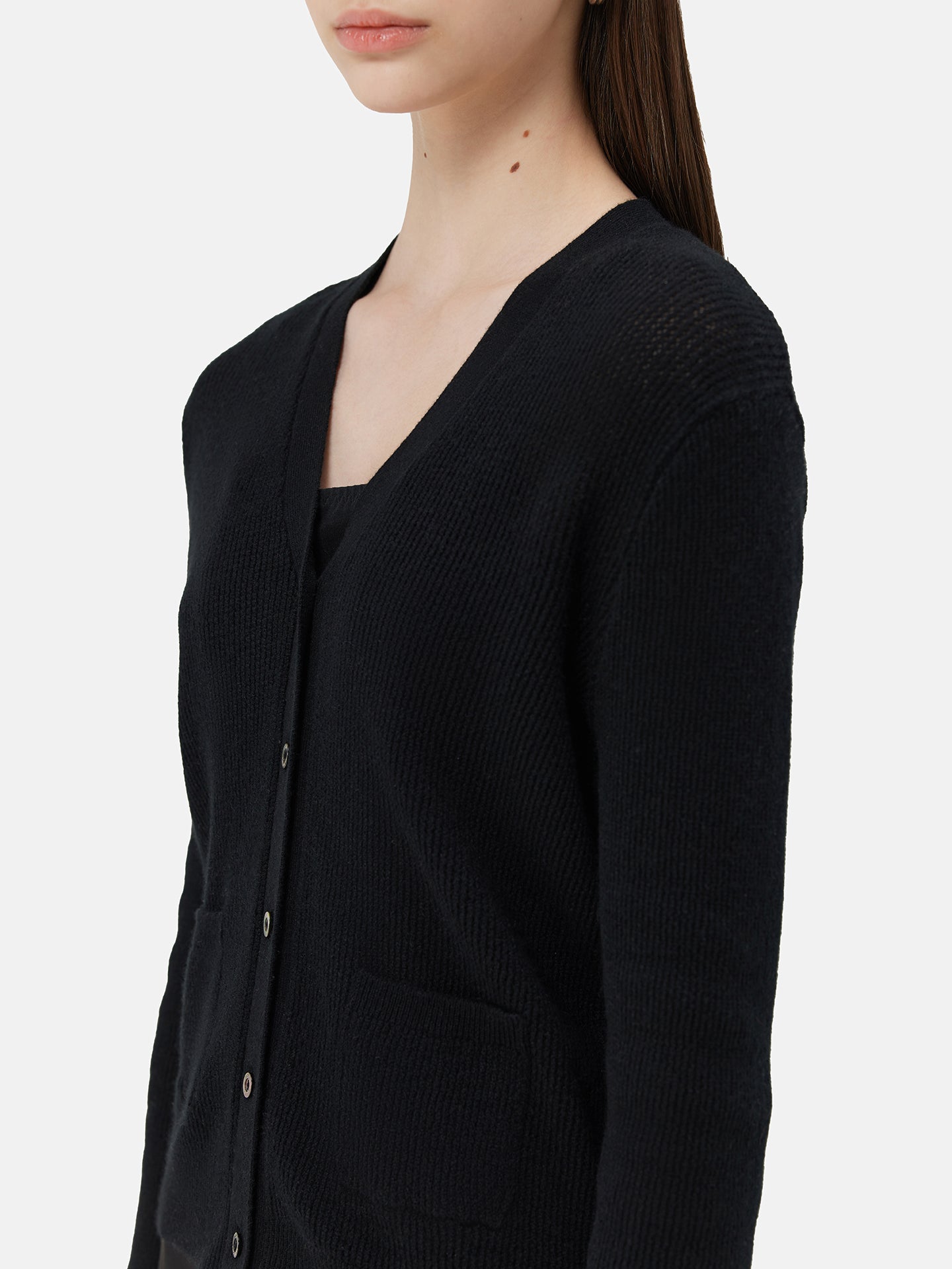 Women's Cashmere Lightweight Cashmere Cardigan Black - Gobi Cashmere