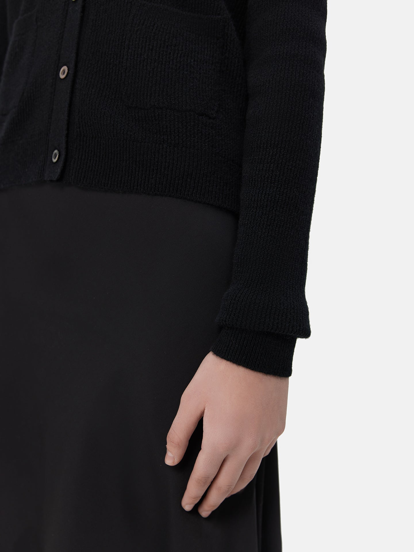 Women's Cashmere Lightweight Cashmere Cardigan Black - Gobi Cashmere