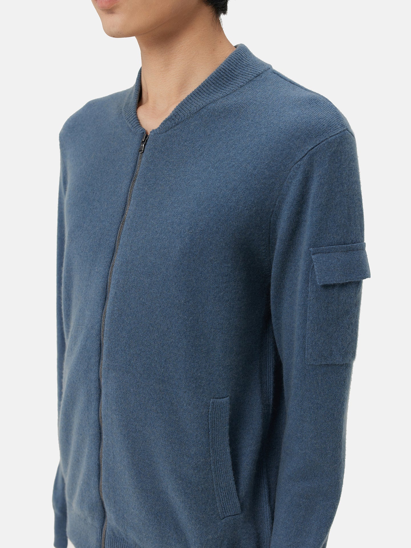 Men's Cashmere Bomber China Blue - Gobi Cashmere