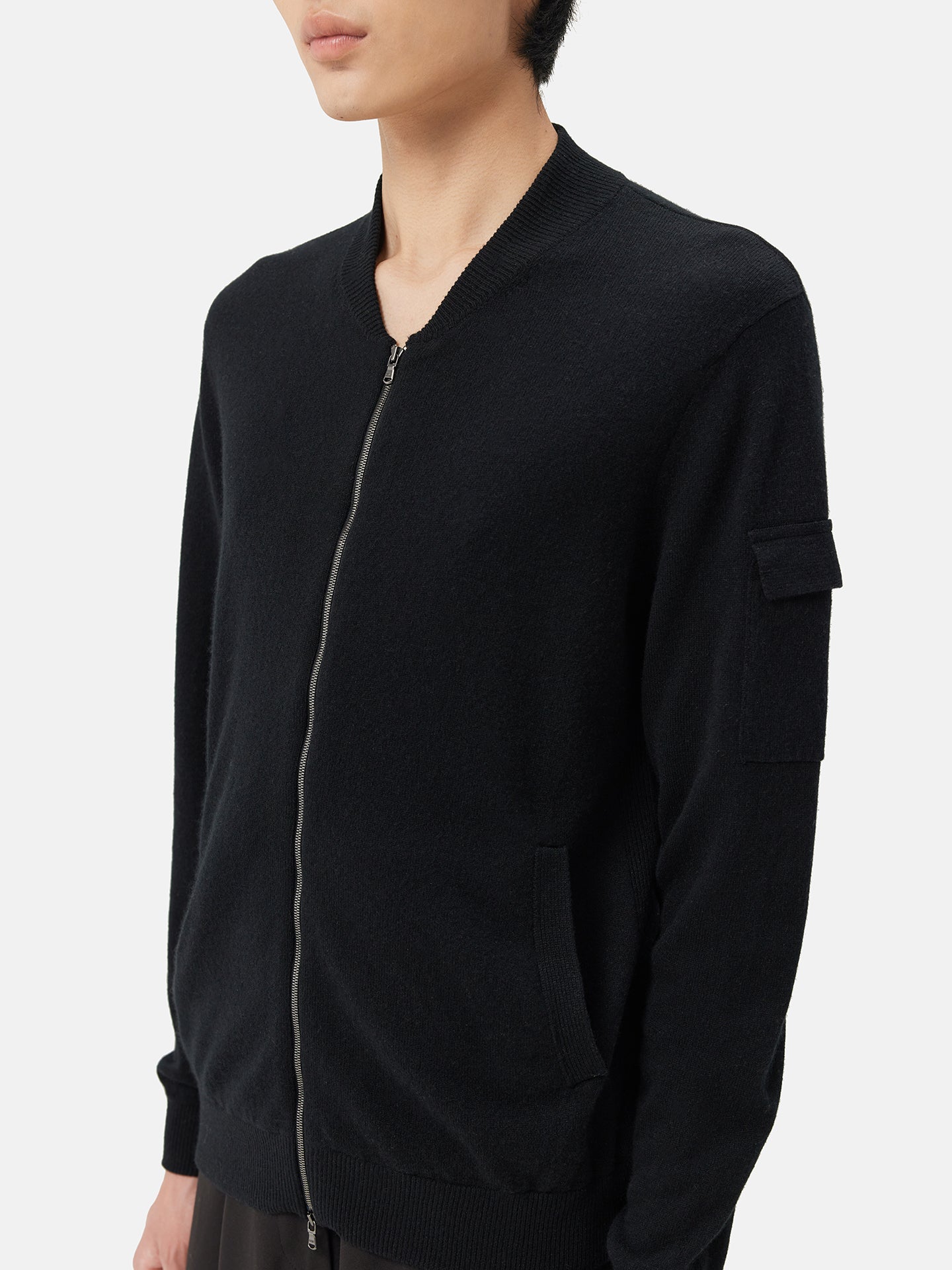 Men's Cashmere Bomber Black - Gobi Cashmere