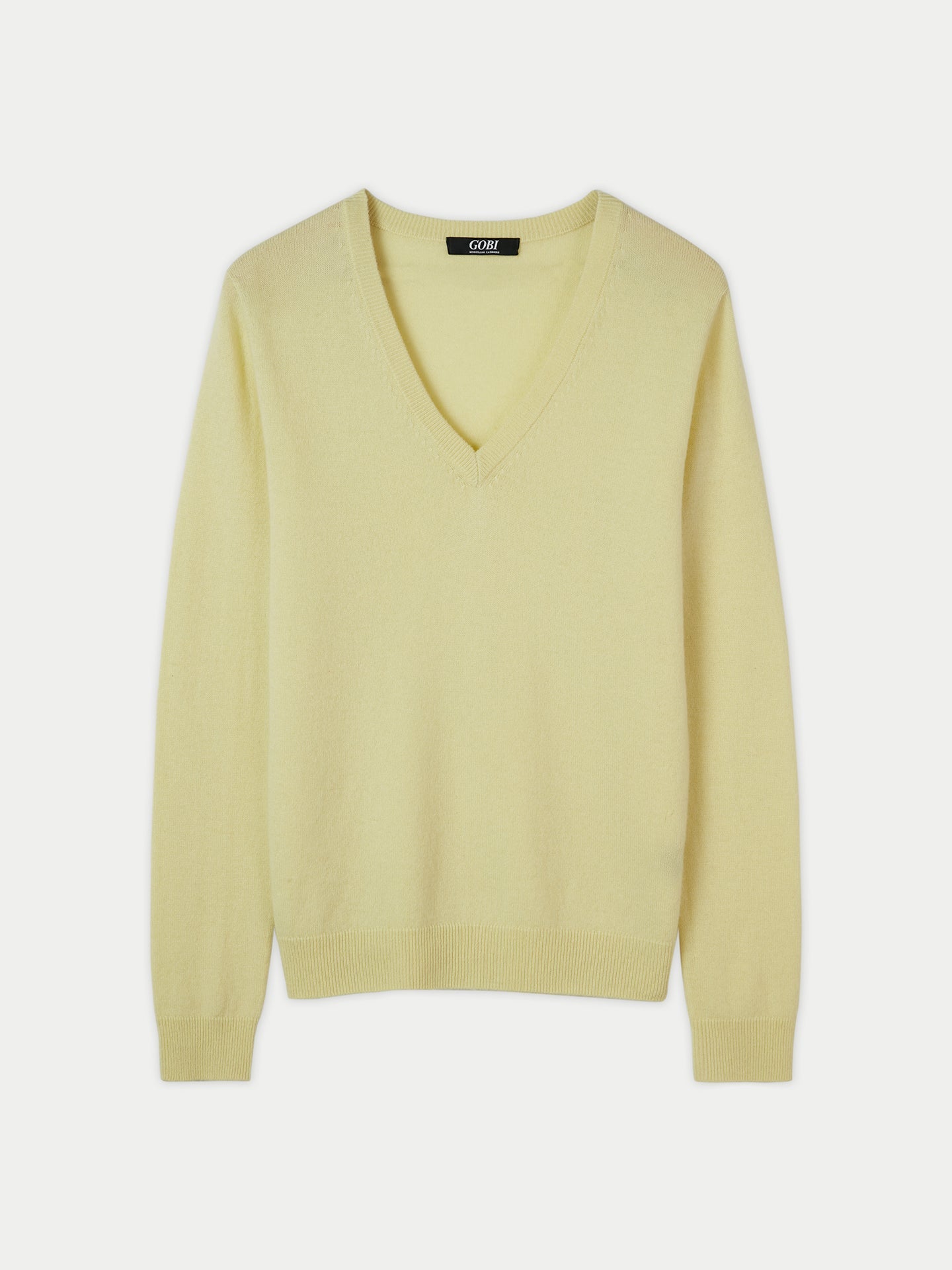 Women's Cashmere Basic V-Neck Sweater Tender Yellow - Gobi Cashmere