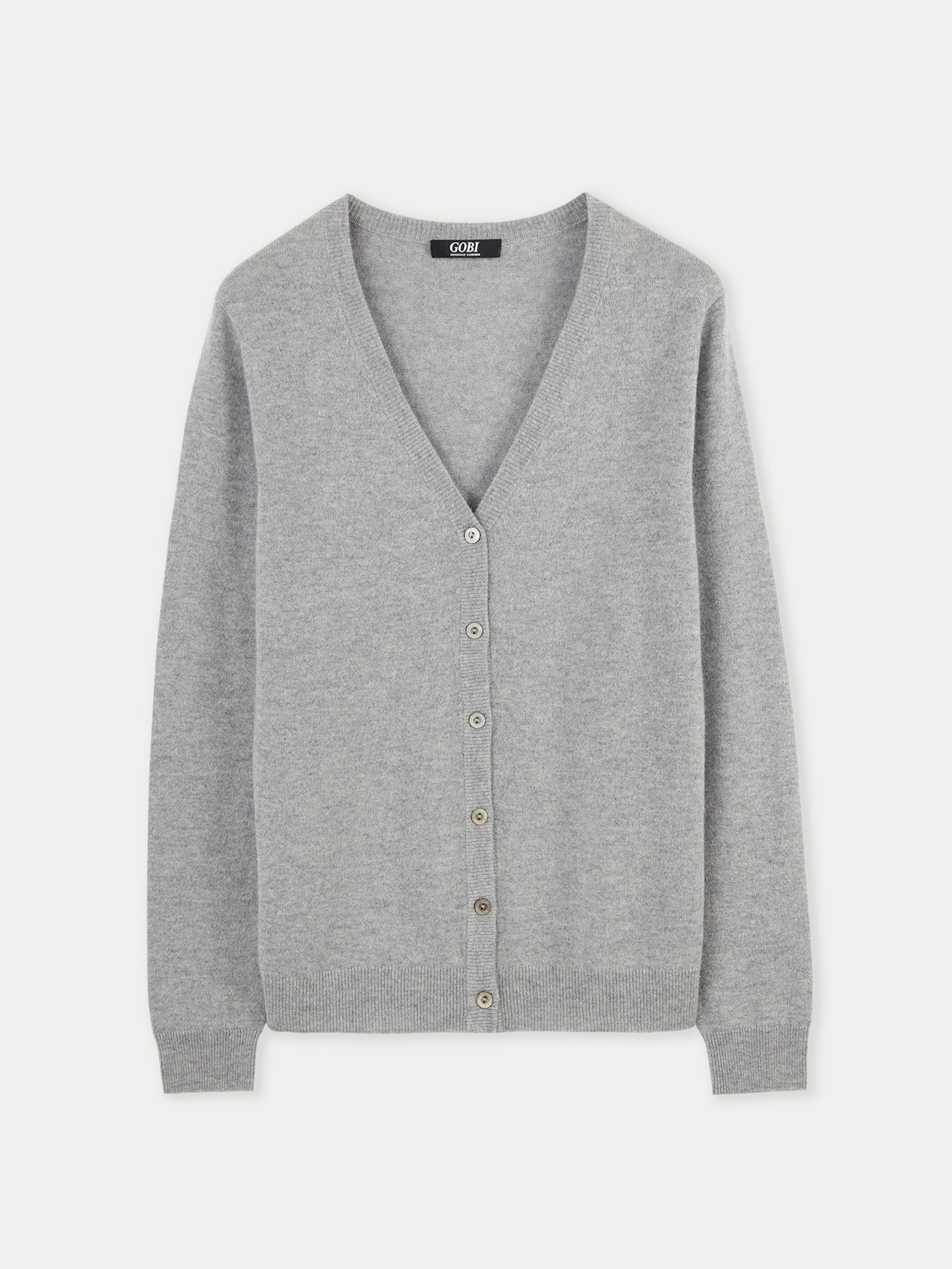 Women's Cashmere V-neck Button Cardigan Light Gray - Gobi Cashmere