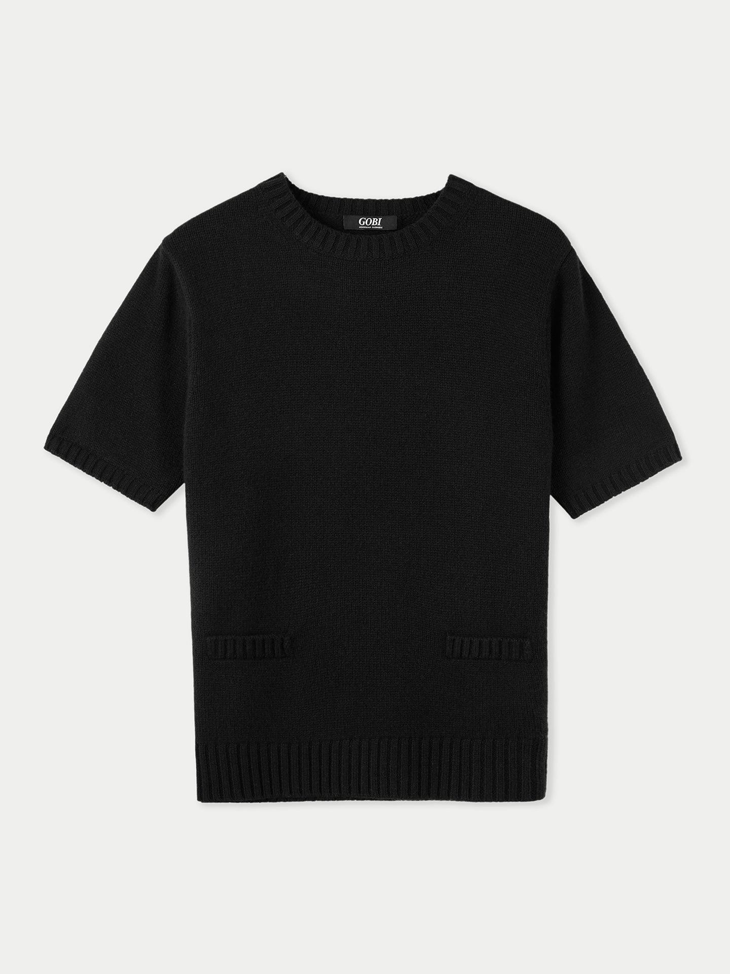 Women's Cashmere C-Neck T-Shirt Black - Gobi Cashmere