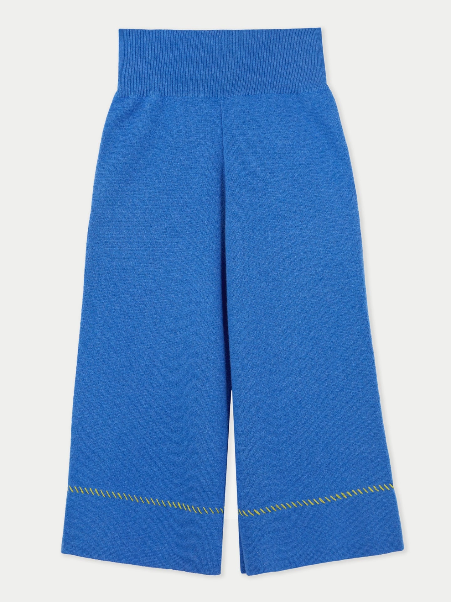 Women's Cashmere Stitch Embellished Wide Pants Strong Blue - Gobi Cashmere