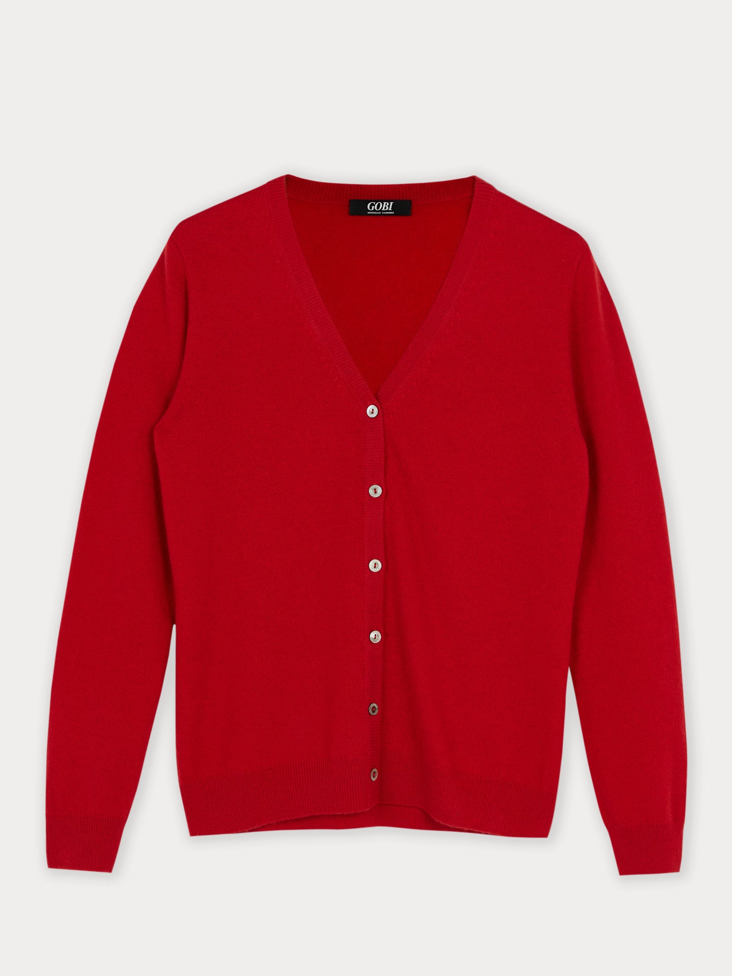 Women's Cashmere V-neck Button Cardigan Red - Gobi Cashmere